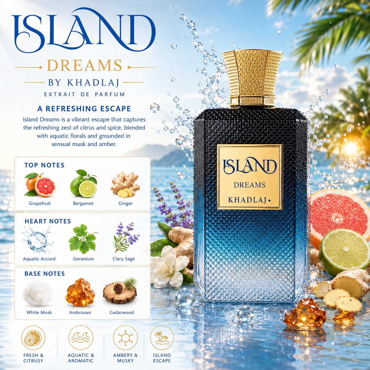 Khadlaj Island Dreams Extrait De Parfum 100ml For Man & Woman image 2