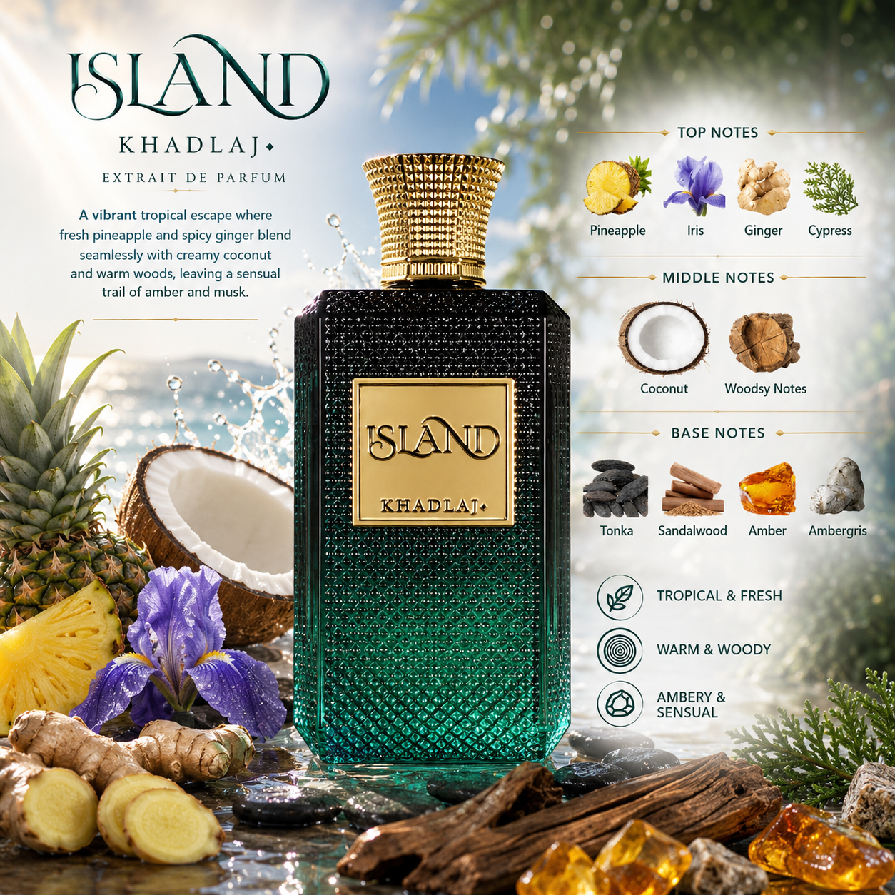 Khadlaj Island Extrait De Parfum 100ml For Man & Woman image 2